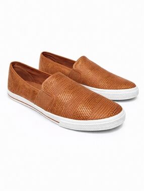 Lauren Ralph Lauren Jinny Tan Textured Slip-On Sneakers Men’s 8.5